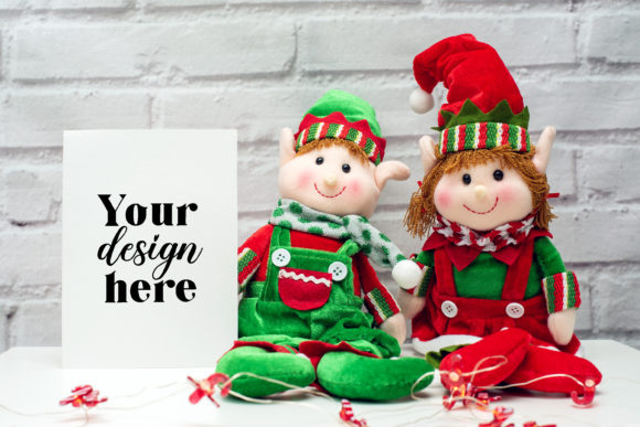 Christmas 5X7 Card Mockup. Elf Mockup 30