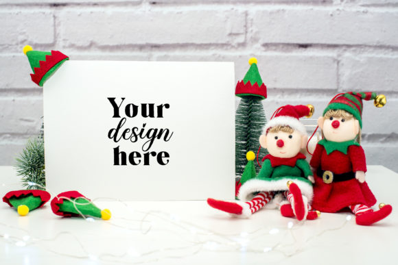 Christmas 7x5 Card Mockup. Elf Mockup 90