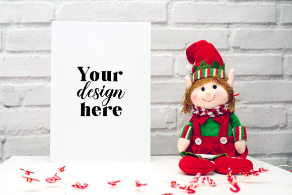 Christmas A4 Card Mockup. Elf Mockup 81