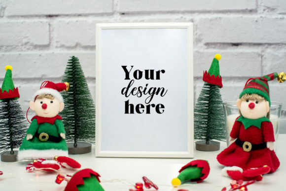 Christmas Frame Mockup. Elf Mockup 106. Graphics and Frames Amp