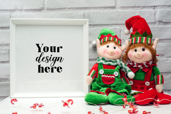 Christmas Frame Mockup. Elf Mockup 19. Graphics