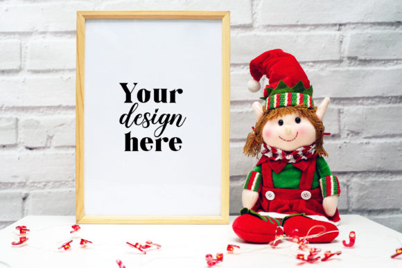 Christmas Frame Mockup. Elf Mockup 60. Graphics and Frames Amp