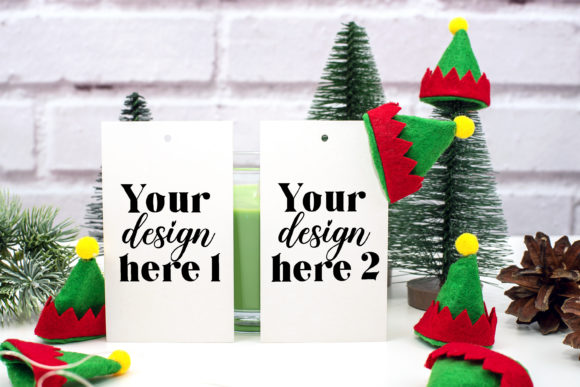 Christmas Gift Tag Mockup. Elf Mockup 86