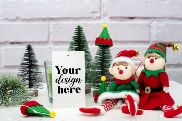 Christmas Gift Tag Mockup. Elf Mockup 92