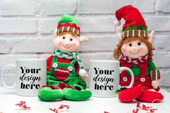 Christmas Mugs Mockup. Elf Mockup 39. Graphics and Christmas Amp