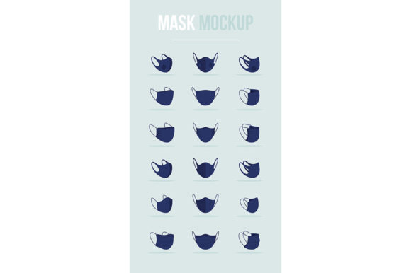 Coronavirus Face Mask Types Black Mockup Graphics