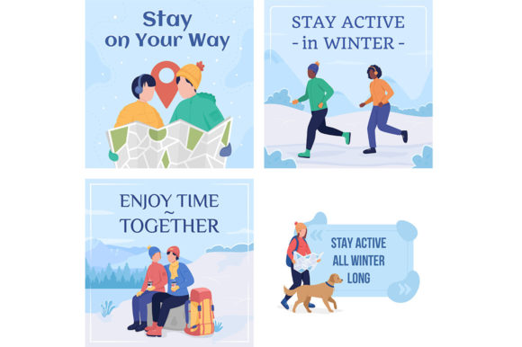 Couple Activity in Winter Mockup Cards: Graphics for Branding