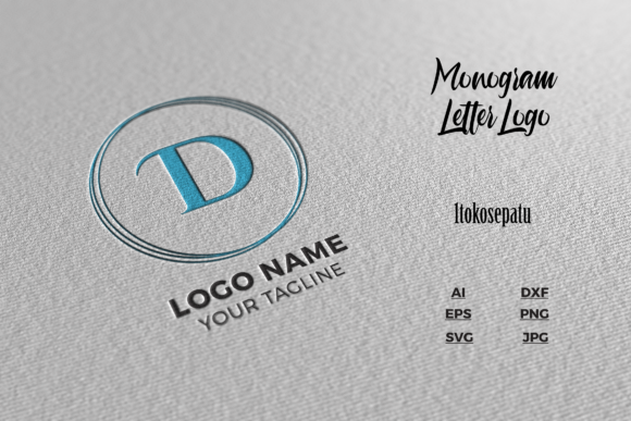 Logo Letter D Blue Texture Mockup