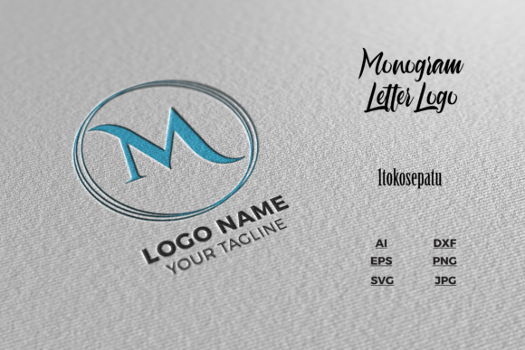 Logo Letter M Blue Texture Mockup