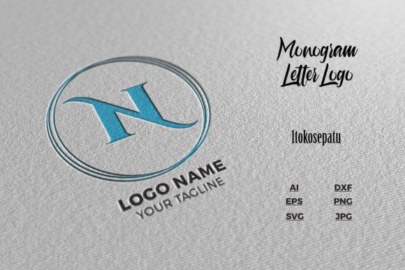 Logo Letter N Blue Texture Mockup Graphics