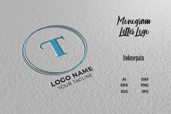 Logo Letter T Blue Texture Mockup: Graphics & Logos for Local Brands