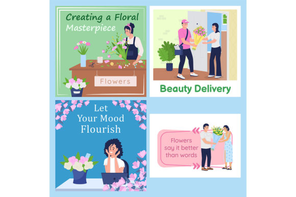 Order Bouquet Social Media Post Mockup Graphics