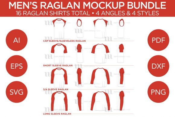 Raglan Men's Shirt Bundle - Vector Mockup
