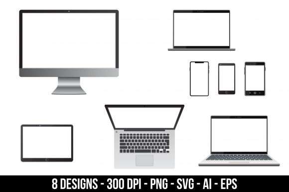 Realistic Devices Mockup Clipart Set: Graphics for Local Business Branding