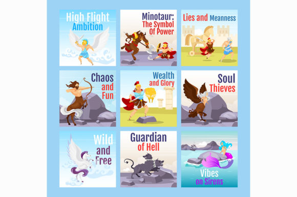 Social Media Post Mockup. Greek Myth Set
