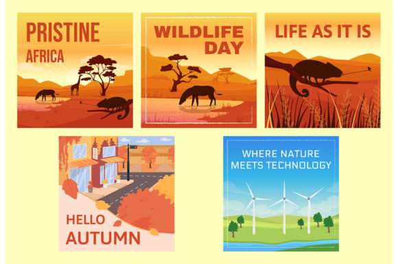Wildlife Social Media Post Mockup Set: Graphics for Brand Design