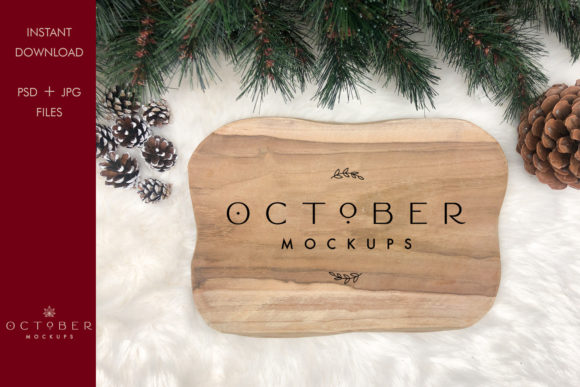 Wooden Plate Mockup Christmas Sign Mockup Graphics